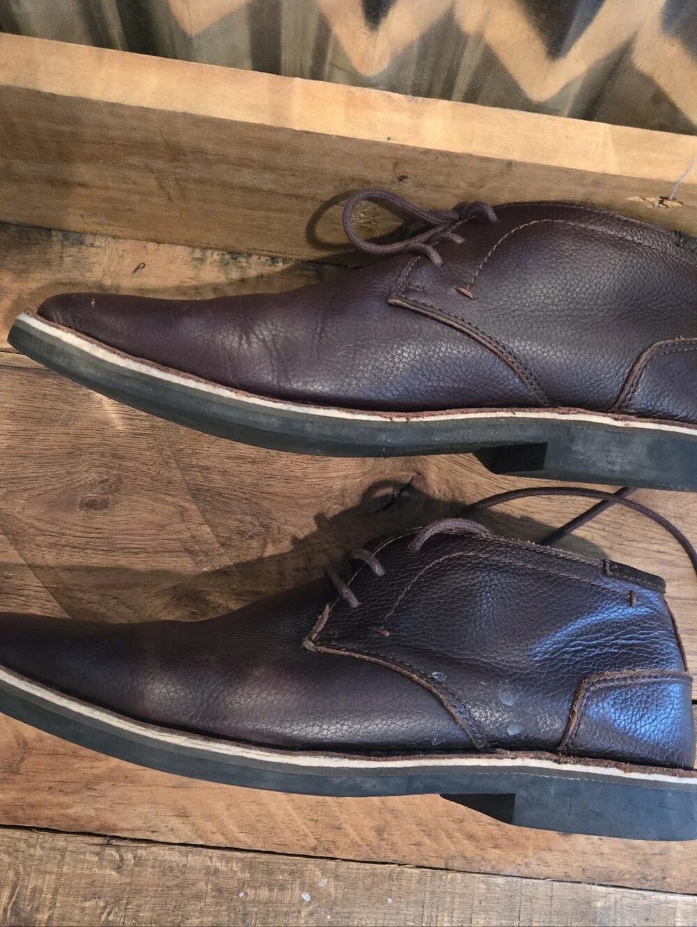 Kenneth Cole Brown Leather Chukka Boots Mens 11M Desert Sun